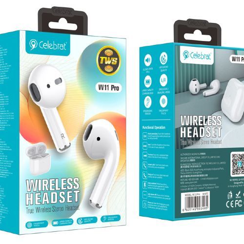 Celebrat W11 Pro Wireless Stereo Earphones Bluetooth V5.0 - White
