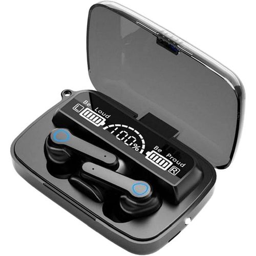 Wireless Ear Phones M19 With Power Bank- Black